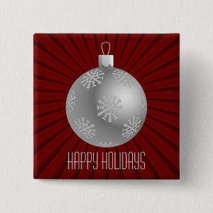 Starburst Stripes Ornament Button, donkerrood Vierkante Button 5,1 Cm