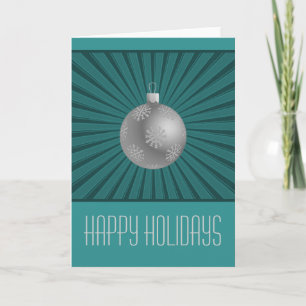 Starburst Stripes Ornament Kaart, Blauwgroen Feestdagen Kaart