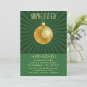 Starburst Stripes Ornament Party, groen en goud Kaart (Staand voorkant)