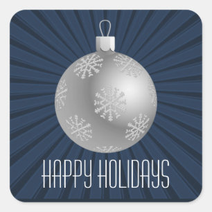 Starburst Stripes Ornament Stickers, donkerblauw Vierkante Sticker
