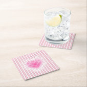 Starburst Valentijnshart op zachte roze streep Kartonnen Onderzetters (Insitu)