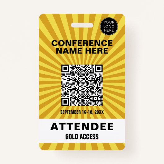 Starburst Yellow Conference Event Badge (Voorkant)