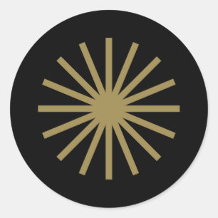 Starburst zwart en goud ronde sticker