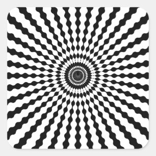 Starburst, zwart en wit vierkante sticker