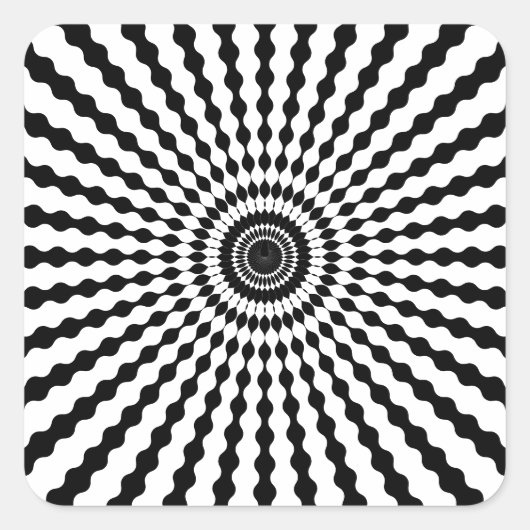 Starburst, zwart en wit vierkante sticker (Voorkant)