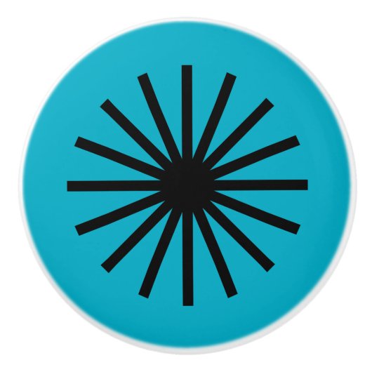 Starburst zwart-wit keramische knop (Voorkant)