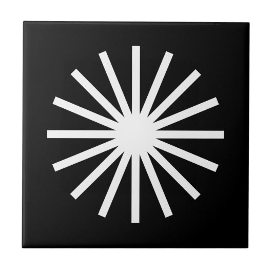 Starburst zwart-wit tegeltje (Voorkant)