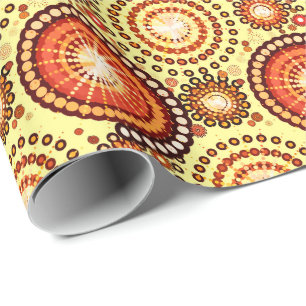 Starbursten en pinwielen, bruin en geel cadeaupapier