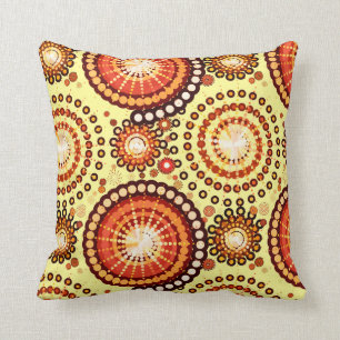 Starbursten en pinwielen, bruin en geel kussen