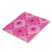 Starbursten en pinwielen, fuchsia roze en maroon tegeltje (Zijkant)