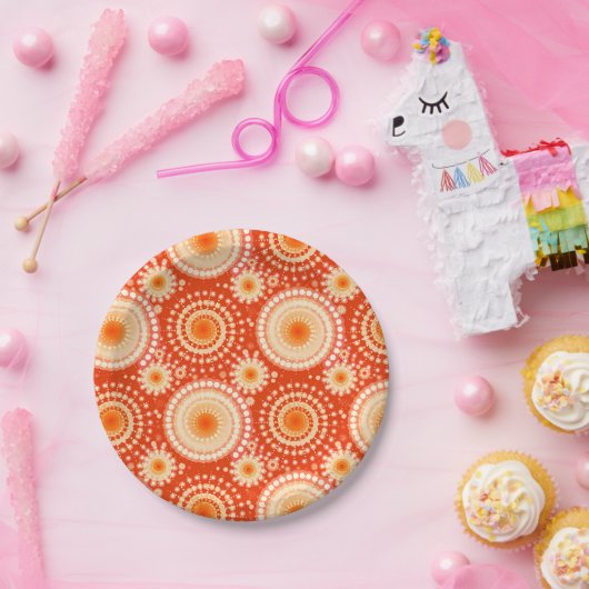 Starbursten en pinwielen, mandarijnensinaasappel papieren bordje (Feest)