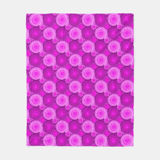 Starbursten en pinwielen, paars fleece deken (Voorkant)