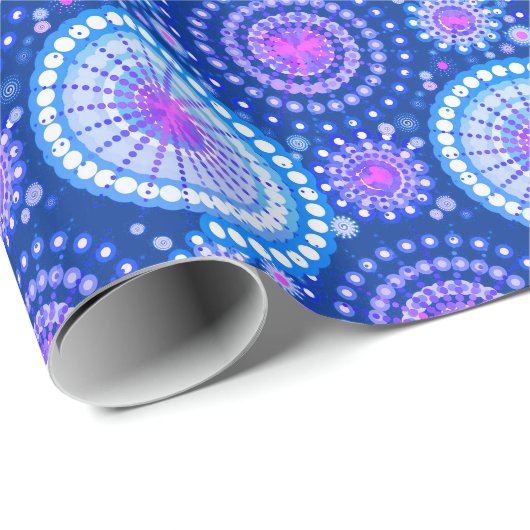Starbursts en pinwheels, cerulean blauw & wit cadeaupapier (Rol Hoek)