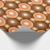 Starbursts en pinwheels, chocoladebruin & koper cadeaupapier (Hoek)