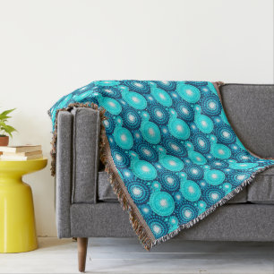 Starbursts en pinwheels, indigo- en turquoise deken