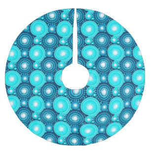 Starbursts en pinwheels, indigo- en turquoise kerstboom rok