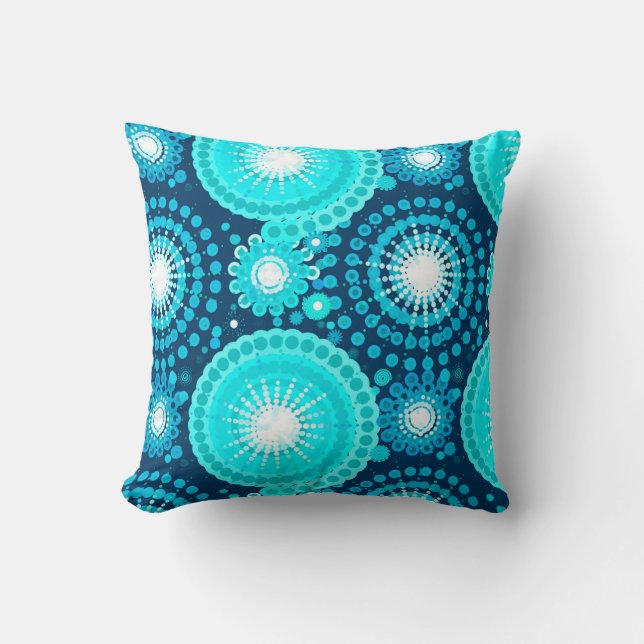 Starbursts en pinwheels, marjoen en turquoise kussen (Voorkant)