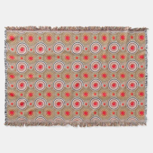 Starbursts en pinwheels, taupen, rood, wit deken (Voorkant)