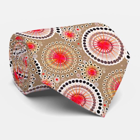 Starbursts en pinwheels, taupen, rood, wit stropdas (Opgerold)