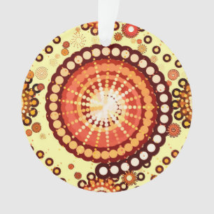 Starbursts en pinwielen, bruin en geel ornament