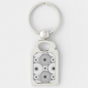 Starbursts en pinwielen, grijs, zwart en wit sleutelhanger