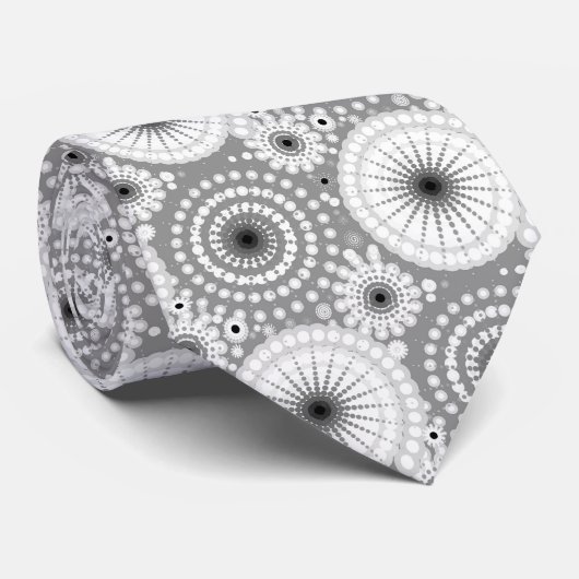 Starbursts en pinwielen, grijs, zwart en wit stropdas (Opgerold)