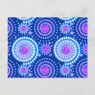 Starbursts en pinwielen, kobaltblauw & wit briefkaart