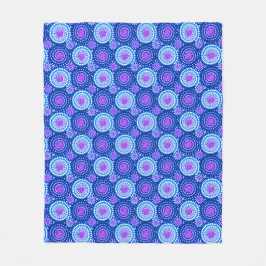 Starbursts en pinwielen, kobaltblauw & wit fleece deken (Voorkant)