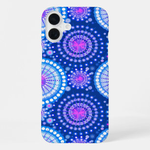 Starbursts en pinwielen, kobaltblauw & wit iPhone 16 plus hoesje