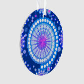 Starbursts en pinwielen, kobaltblauw & wit ornament (voorkant)