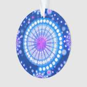 Starbursts en pinwielen, kobaltblauw & wit ornament (voorkant)