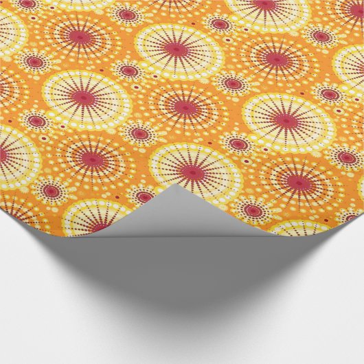 Starbursts en pinwielen, saffraan en rozijnen cadeaupapier (Hoek)