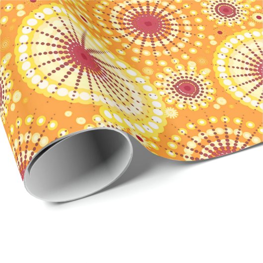 Starbursts en pinwielen, saffraan en rozijnen cadeaupapier (Rol Hoek)