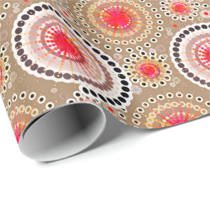 Starbursts en pinwielen, taupe, rood, wit cadeaupapier