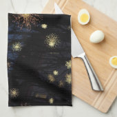 Starburstverlichting in bomen, nachtelijke keuken theedoek (Quarter Fold)