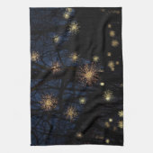 Starburstverlichting in bomen, nachtelijke keuken theedoek (Verticaal)