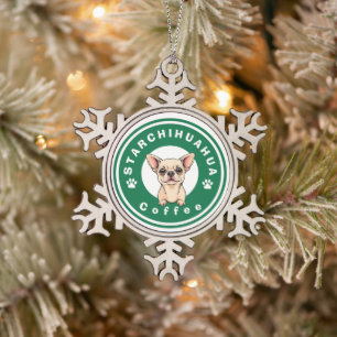 StarChihuahua Coffee Tin Sneeuwvlok Ornament