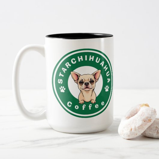StarChihuahua Coffee Tweekleurige Koffiemok (Met donut)