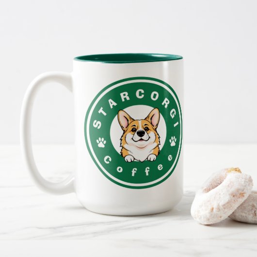 StarCorgi Coffee Tweekleurige Koffiemok (Met donut)