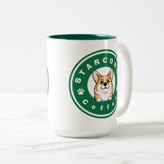 StarCorgi Coffee Tweekleurige Koffiemok (Voorkant rechts)