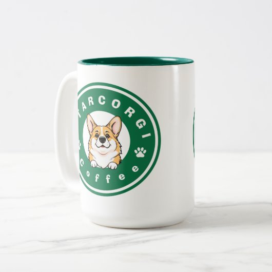 StarCorgi Coffee Tweekleurige Koffiemok (Voorkant links)