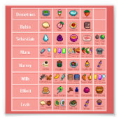 Stardew Character's Loves Tabel 1 Poster Print (Voorkant)