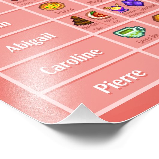 Stardew Character's Loves tabel 3 Poster Afdrukken (Hoek)