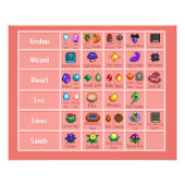 Stardew Character's Loves Tabel 4 Poster Print (Voorkant)