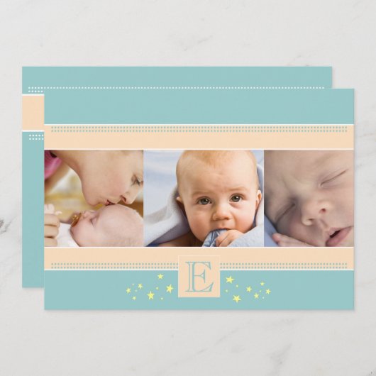 Stardust Baby Boy Birth Notice Aankondiging (Voorkant / Achterkant)