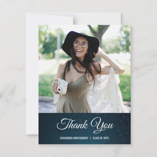 Stardust Blue Foto Afstuderen Dank u kaart (Voorkant)