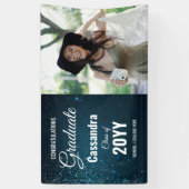 Stardust Blue Modern Classic Foto Afstuderen Spandoek (Verticaal)