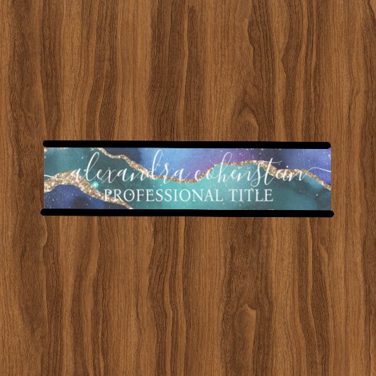 Stardust Blue Purple Marble Agate Office Door Sign Deurbordje