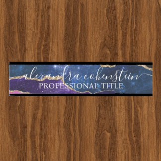 Stardust Blue Purple Marble Agate Office Door Sign Deurbordje