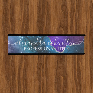 Stardust Blue Purple Marble Agate Office Door Sign Deurbordje